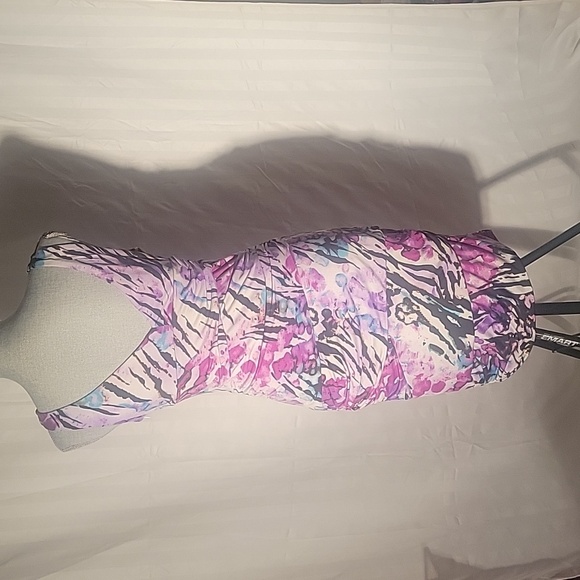 Bisou Bisou Purple Abstract Watercolor Print Sleeveless Dress Size: 10 - Picture 7 of 10